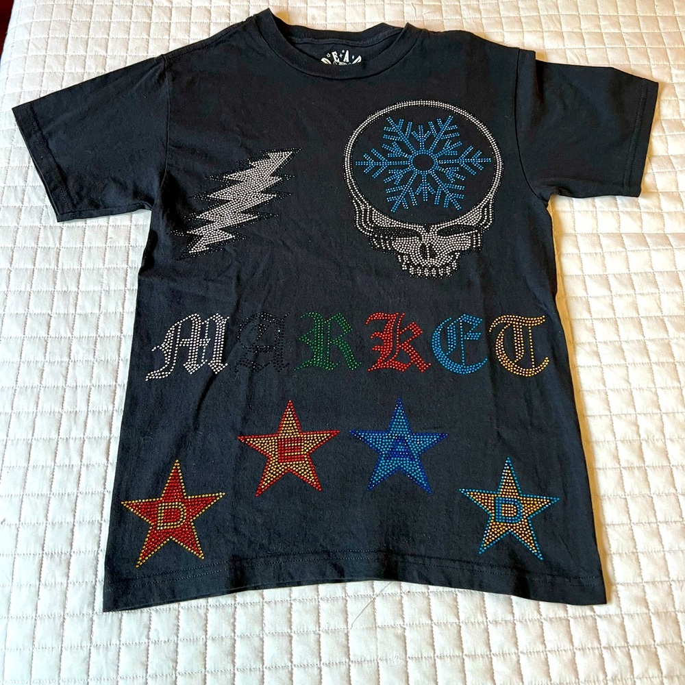 Chinatown Market X Grateful Dead rhinestone stealie bolt t-shirt